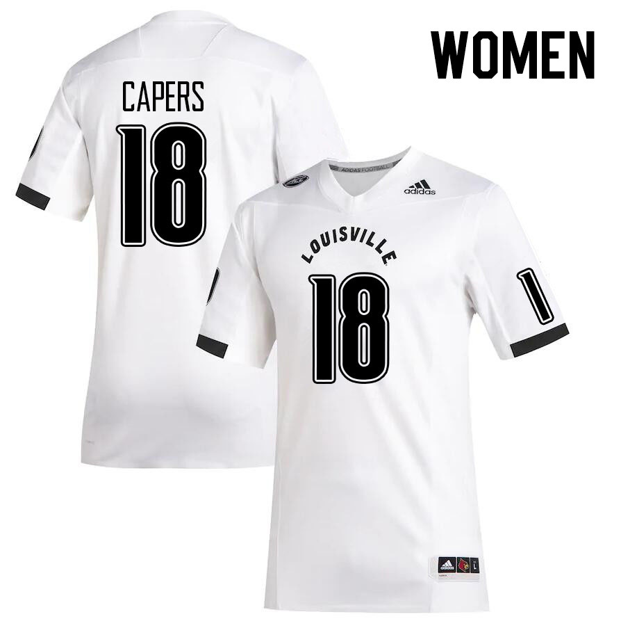 Women #18 T.J. Capers Louisville Cardinals College Football Jerseys Stitched Sale-White
